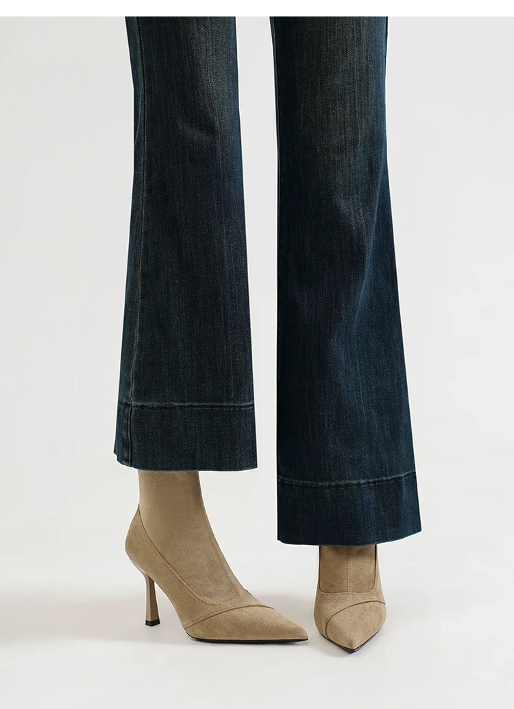 2025 Autumn Winter New Women Pointed Toe Stiletto Slim Fit Ankle Boots, Retro Suede Korean Style Short Booties