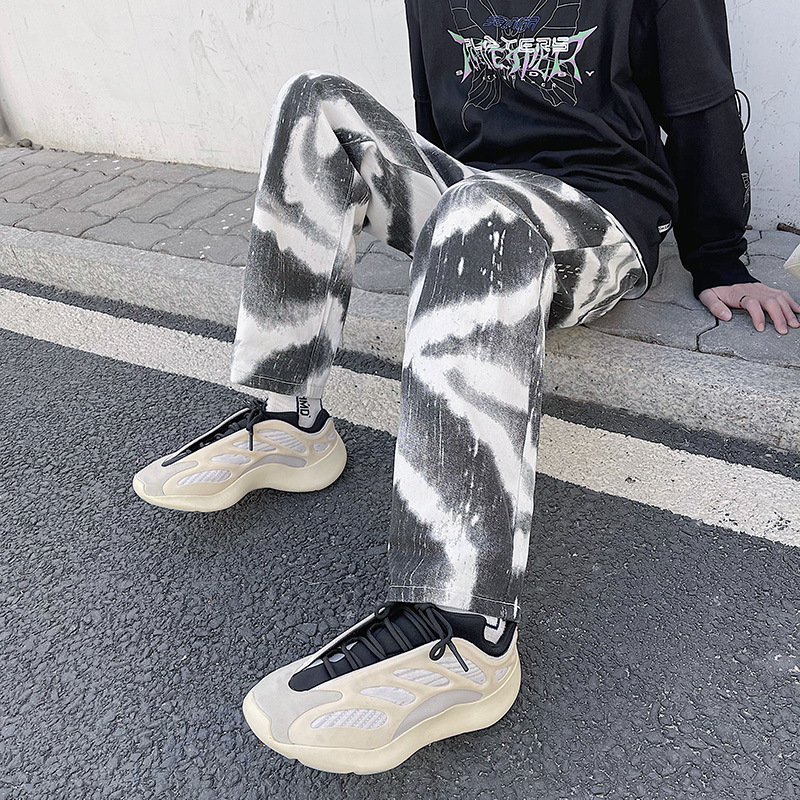 Title 5, Black and white tie-dyed zebra print jeans for ...