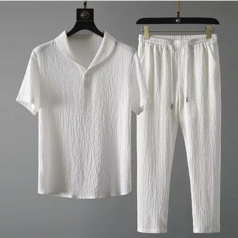 Summer Linen Ice Silk Suit Men's Loose