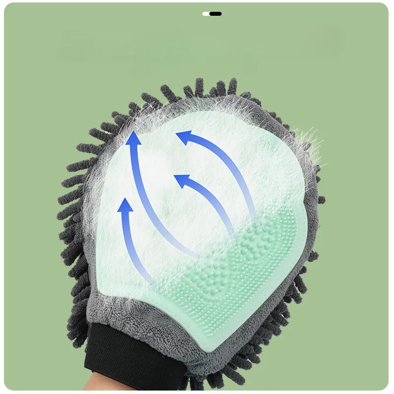 Pet Bathing Brush 2-in-1 Grooming Glove Elegant Dog Grooming Tool For Brushing, Massaging, And Drying Pet Grooming Kit For Dog Cat 2-Sided Bathing Brush Cleaning Massage Glove – image 9