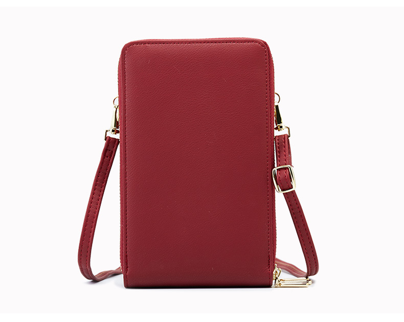 Three Zipper Mobile Phone Simple Plain Color Ladies Shoulder Bag
