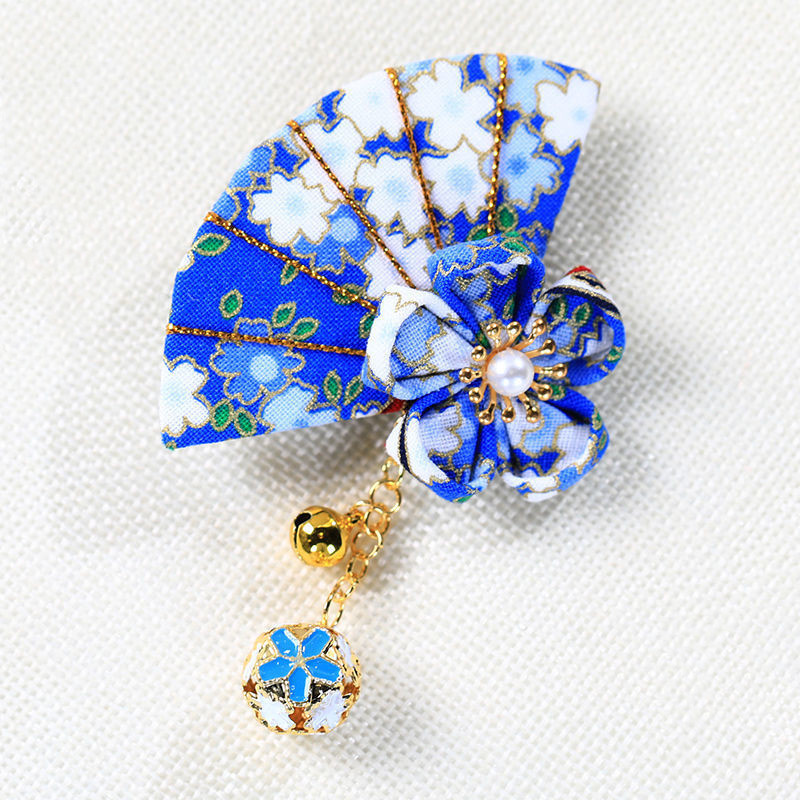 Cute Japanese Cherry Blossom Hairpin With Bells Charm Blue - Shop at LoveMi