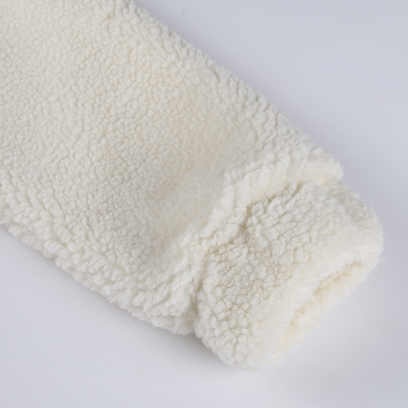 Trendy Letters Embroidered Lamb Velvet Long-sleeved Jacket