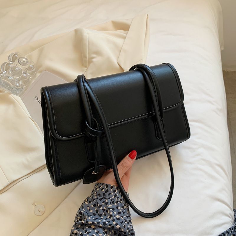 Portable Trendy Fashion French Shoulder Bag Small Square Bag Black - Shop at LoveMi