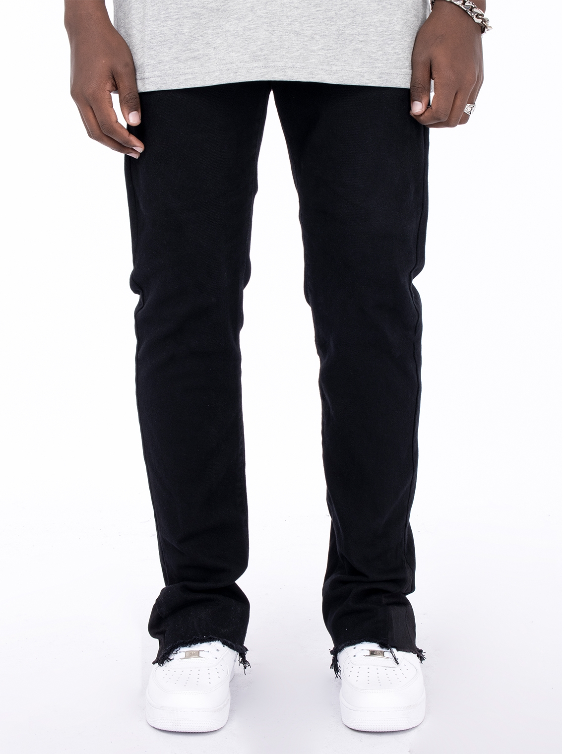 Men's Simple Raw Edge Flared Pants High Street Black