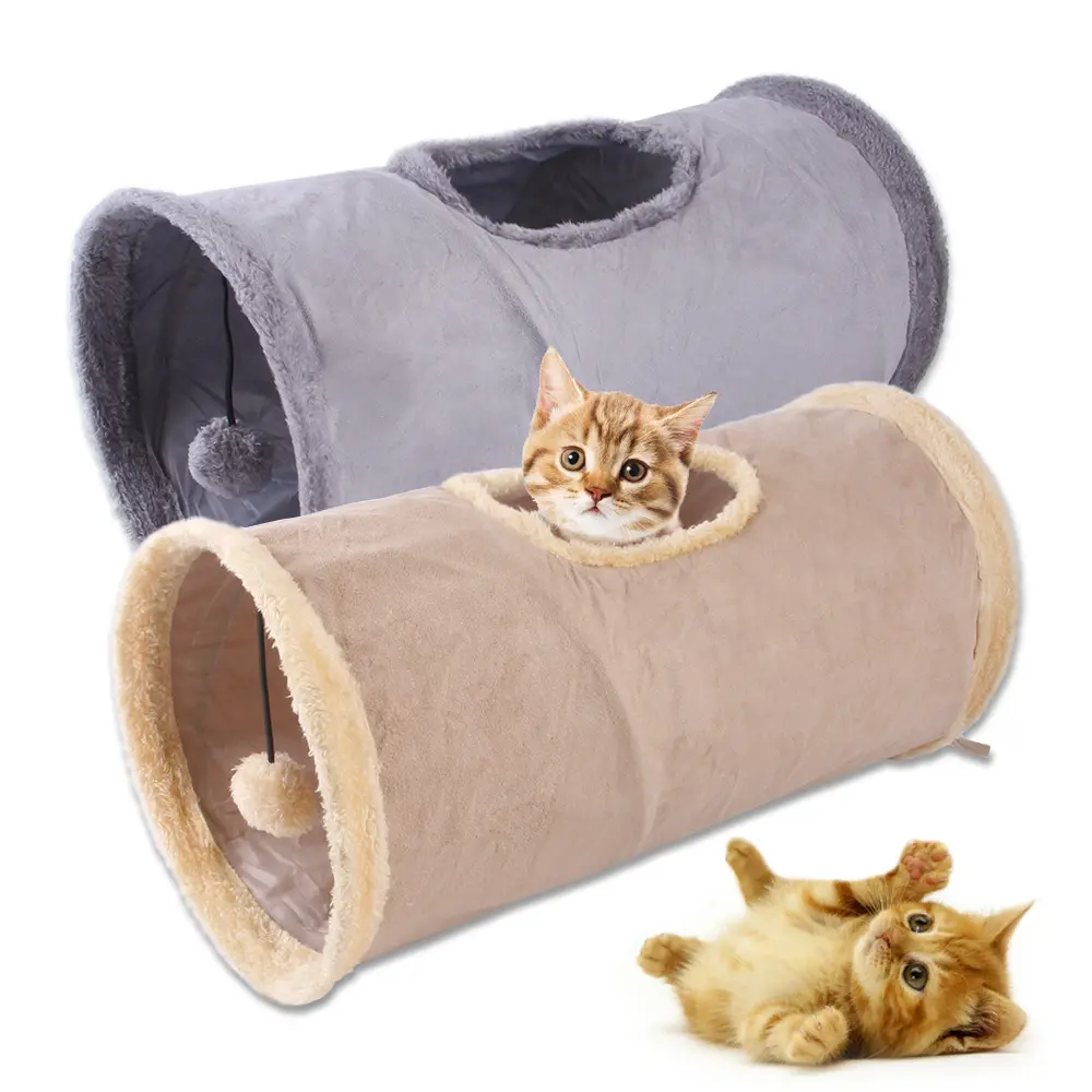 Folding Suede Cat Tunnel Toy Compact