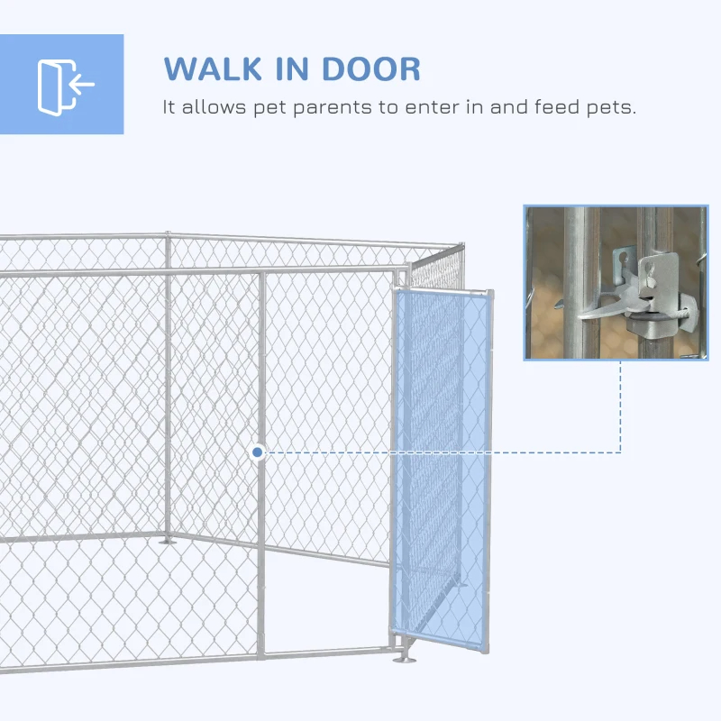 Dog Kennel Outdoor For Medium And Large-Sized Dogs With Lockable Door, Silver