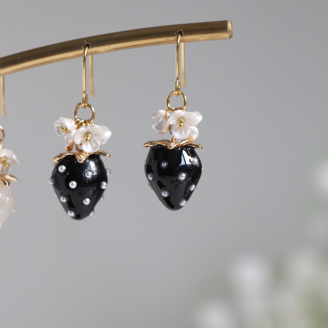 Title 6, Cream Strawberry Ear Studs Ornament