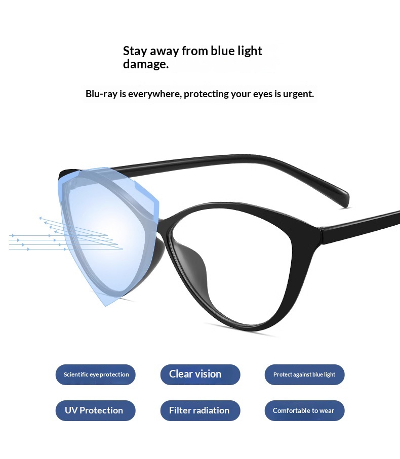 Lijia Fashion Cat Glasses Anti Blue Light Glasses Zhao Liying Same Style Goggles 9063