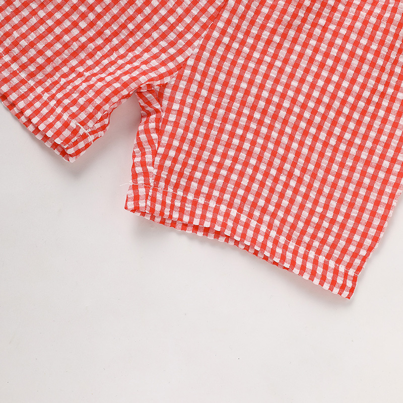 Toddler Baby Boy Back To School Outfit Summer Applique T-Shirt & Red Gingham Shorts Set — view 4