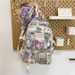 New Backpack High School Simple Forest Nylon Student Schoolbag - Grey - View 1