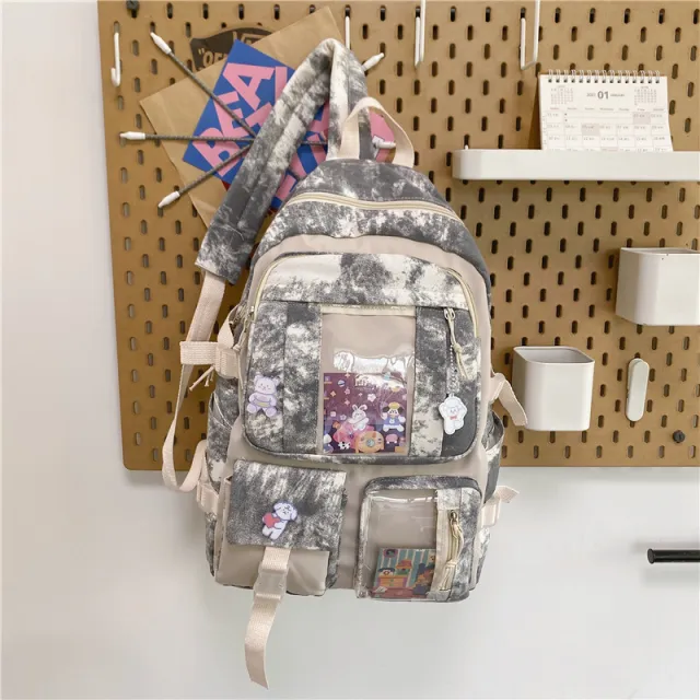 New Backpack High School Simple Forest Nylon Student Schoolbag Grey - Shop at LoveMi