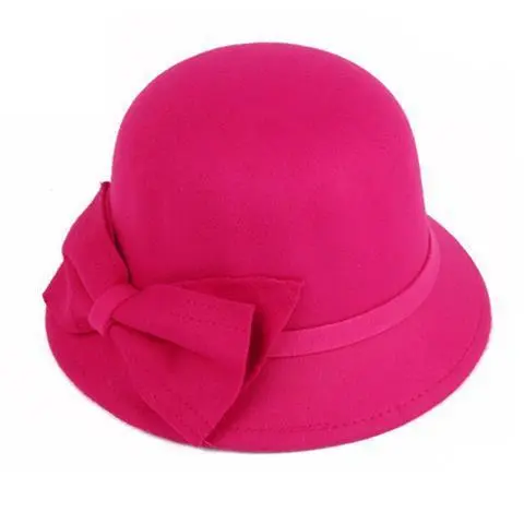 Female Fashion All match Fisherman Hat With Elegant Dome Bow Rose Red - Shop at LoveMi