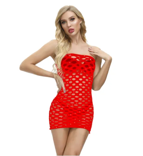 Hot Drill Sexy Lingerie Net Bag Hip Skirt Shiny Point Drill - Red