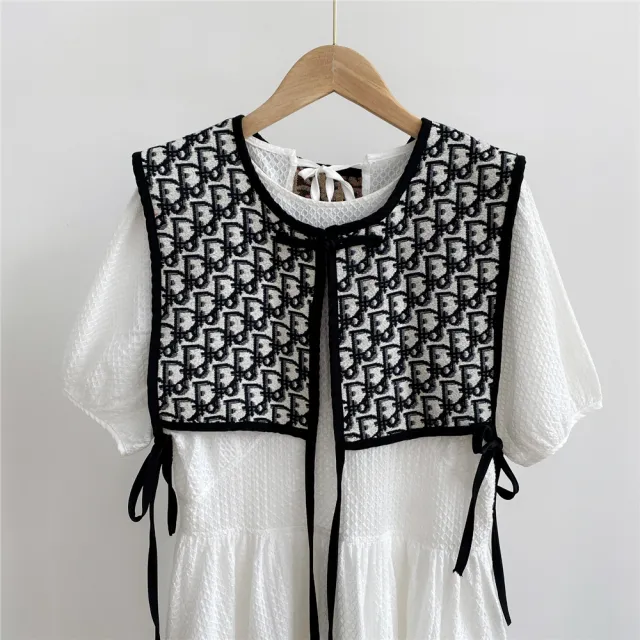 Embroidered Shoulder Scarf Small Shawl Fake Collar Po Black And White - Shop at LoveMi