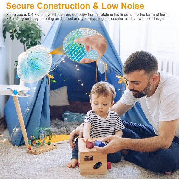 3-in-1 Clip On Fan, Quiet Small Desk Fan With 2 Speeds & Auto Oscillation, Clamp Fan For Office Bedroom Stroller, Safe For Baby