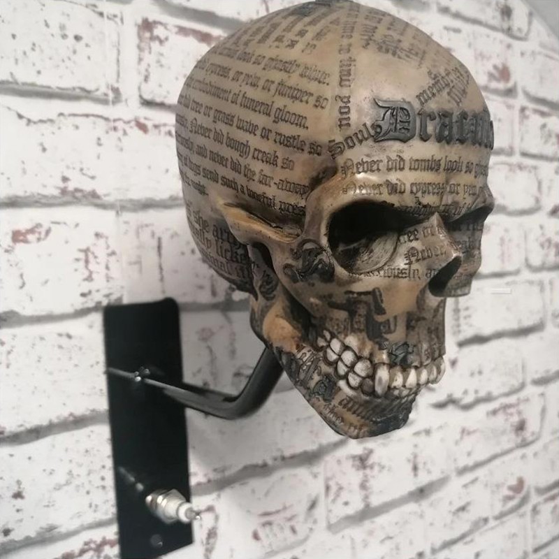 Halloween Motorcycle Helmet Holder Rack Wall Mount Hat Stand Display Skull