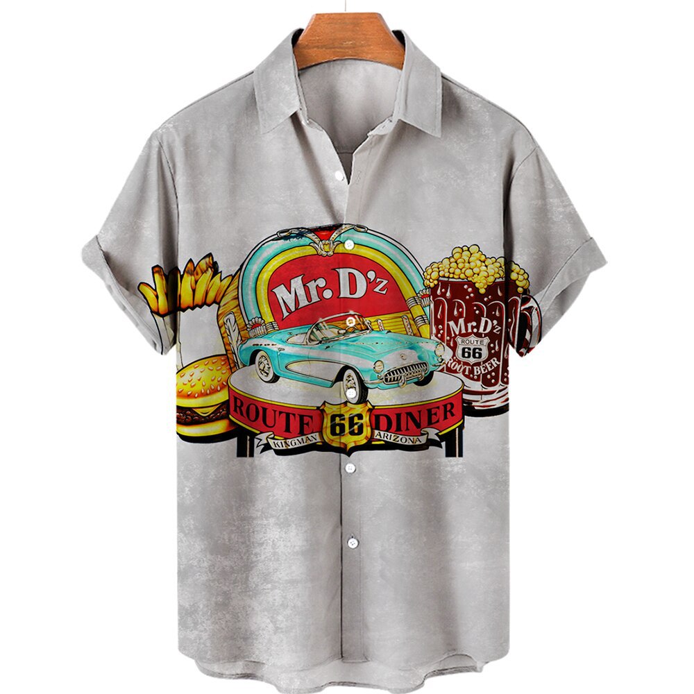 Title 2, Camisa de hombre Road Print Orange Beach Thats...