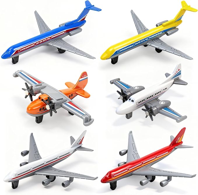 6-Pack Die-Cast Toy Airplanes For Kids