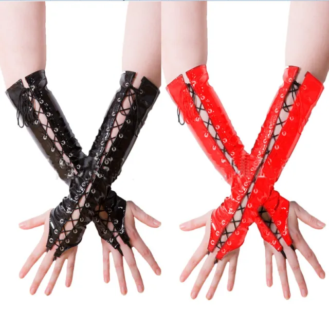 Faux Leather Long Sexy Gloves Default - Shop at LoveMi