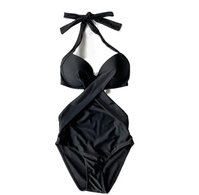 Cover Belly Beautiful Back Black Simple One piece Swimsuit For Ladies Black - Shop at LoveMi