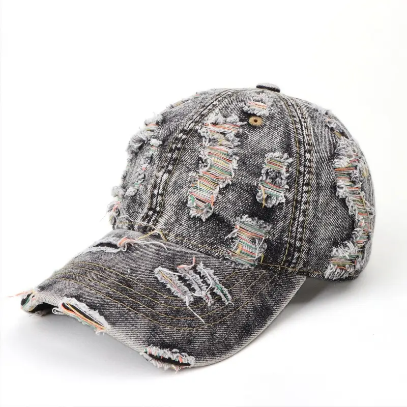 Men's And Women's Matching Colorful Beveled Hole Adjustable Curved Brim Trendy Baseball Cap For Outdoor Streetwear, Casual Hat With Personalized Style