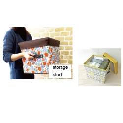 Folding Ottoman Storage Stool Cube Footstool Stool Blanket Box With Cover AU-black