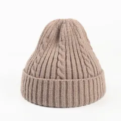Autumn And Winter Fried Dough Twist Knitting Warm Wool Hat - Khaki - View 1
