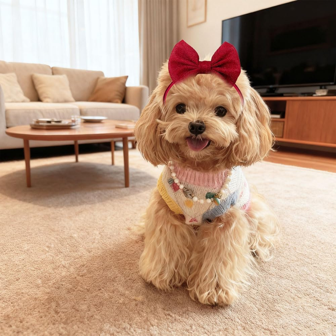 4Pcs Dog Hair Bow Headband For Small Medium Dogs, Adjustable Pet Dog Hair Bow Headband For Pets Puppy Cats Grooming Accessories — foto 2