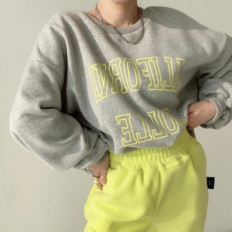 Versatile Western Alphabet Print Slit Sweatshirt