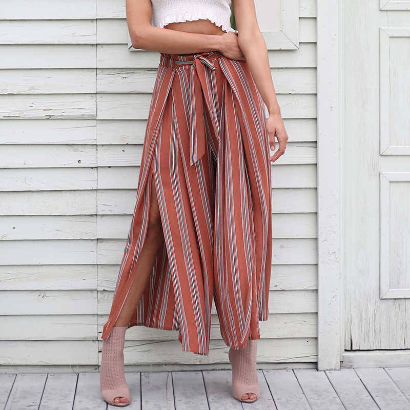 Drape Wide-leg Pants With Belt Slits