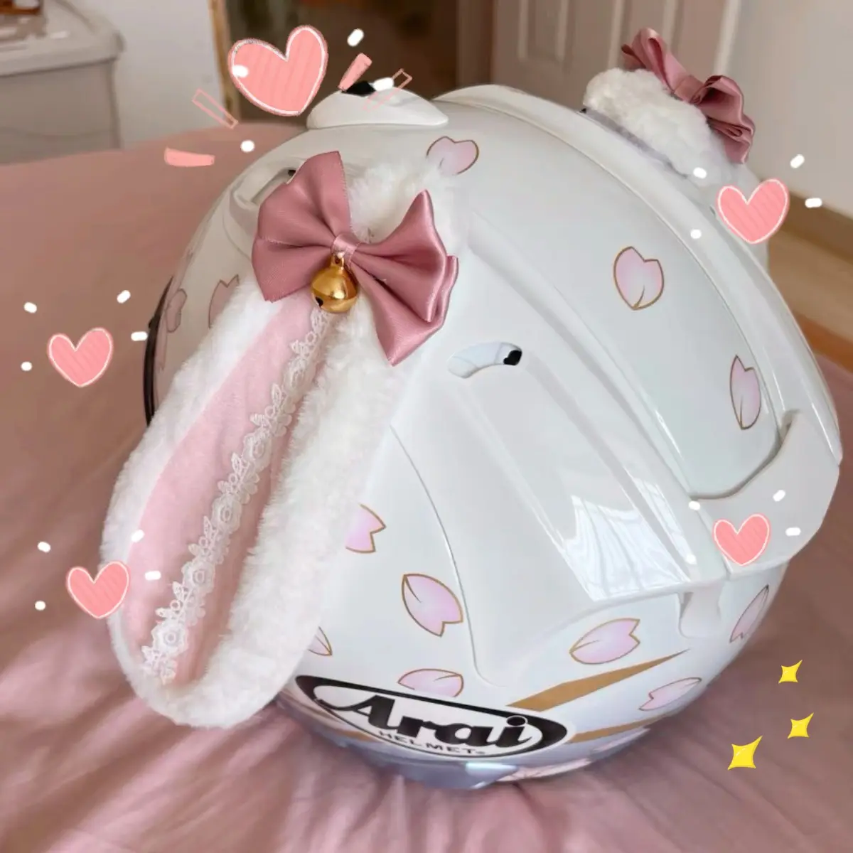 Cute Upgrade Rabbit Ears Motorcycle Helmet