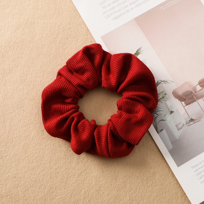 Plaid Print Large Intestine Ring Women's Hair Tie Dark Red - Shop at LoveMi