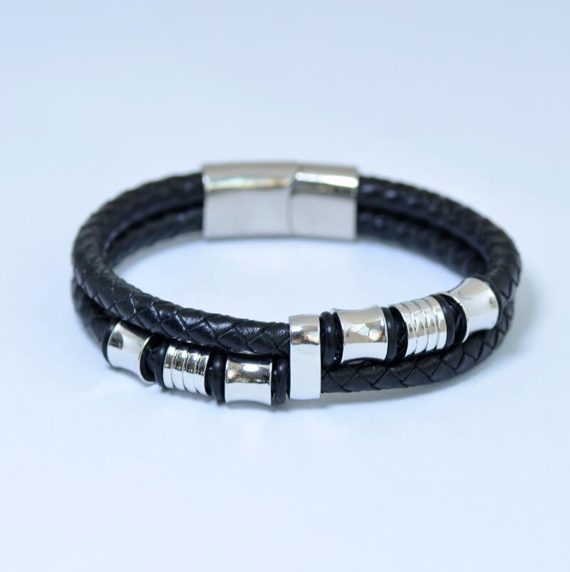 Stainless Steel Men's Personality Leather Bracelet