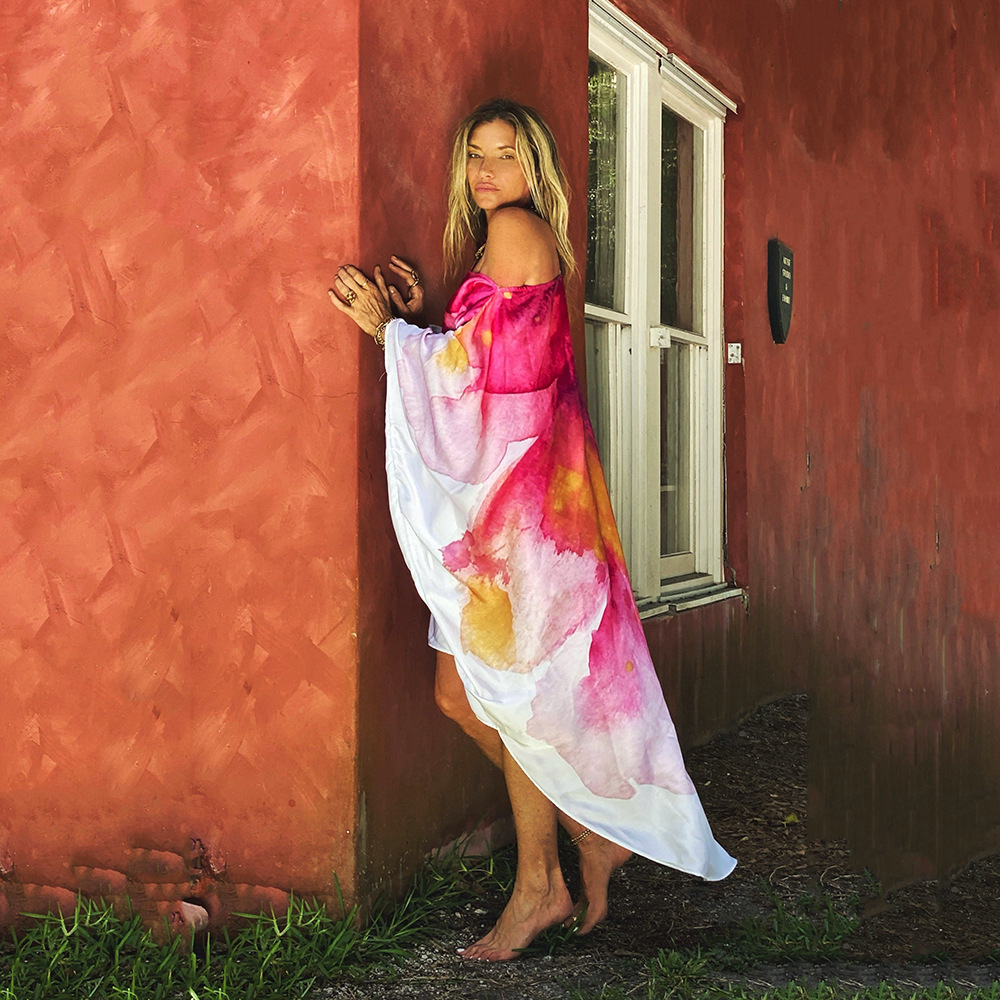 Sloping Shoulder CasualBeach Vacation Swing Dress Large Flower - Shop at LoveMi