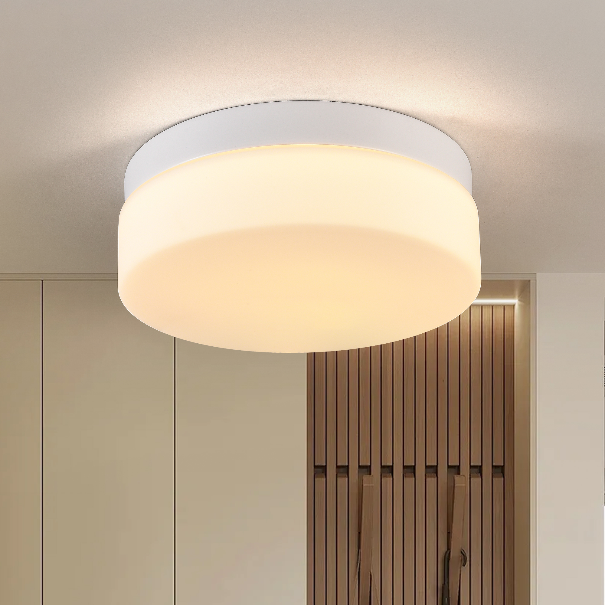 1 PACK LED Flush Mount Ceiling Light Fixture, Modern Kitchen Recessed Ceiling Lamp 24W 12 Inch Closet Round Surface For Bathroom Laundry Bedroom Hallway White