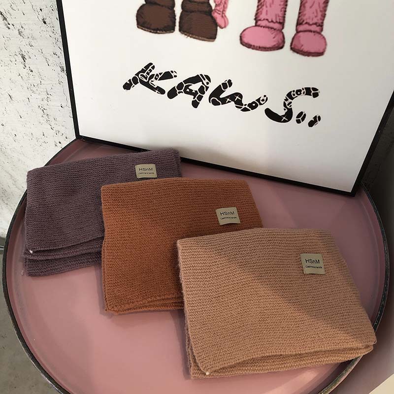 Pure Color Soft Knitted Women's All-match Warm Scarf