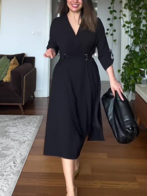 Black Long Sleeve Tunic Dress