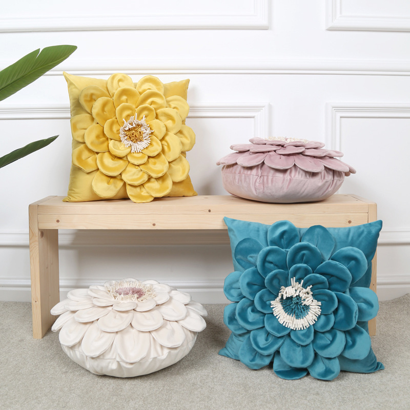 Flower Three-dimensional Embroidered Flannel Pillowcase