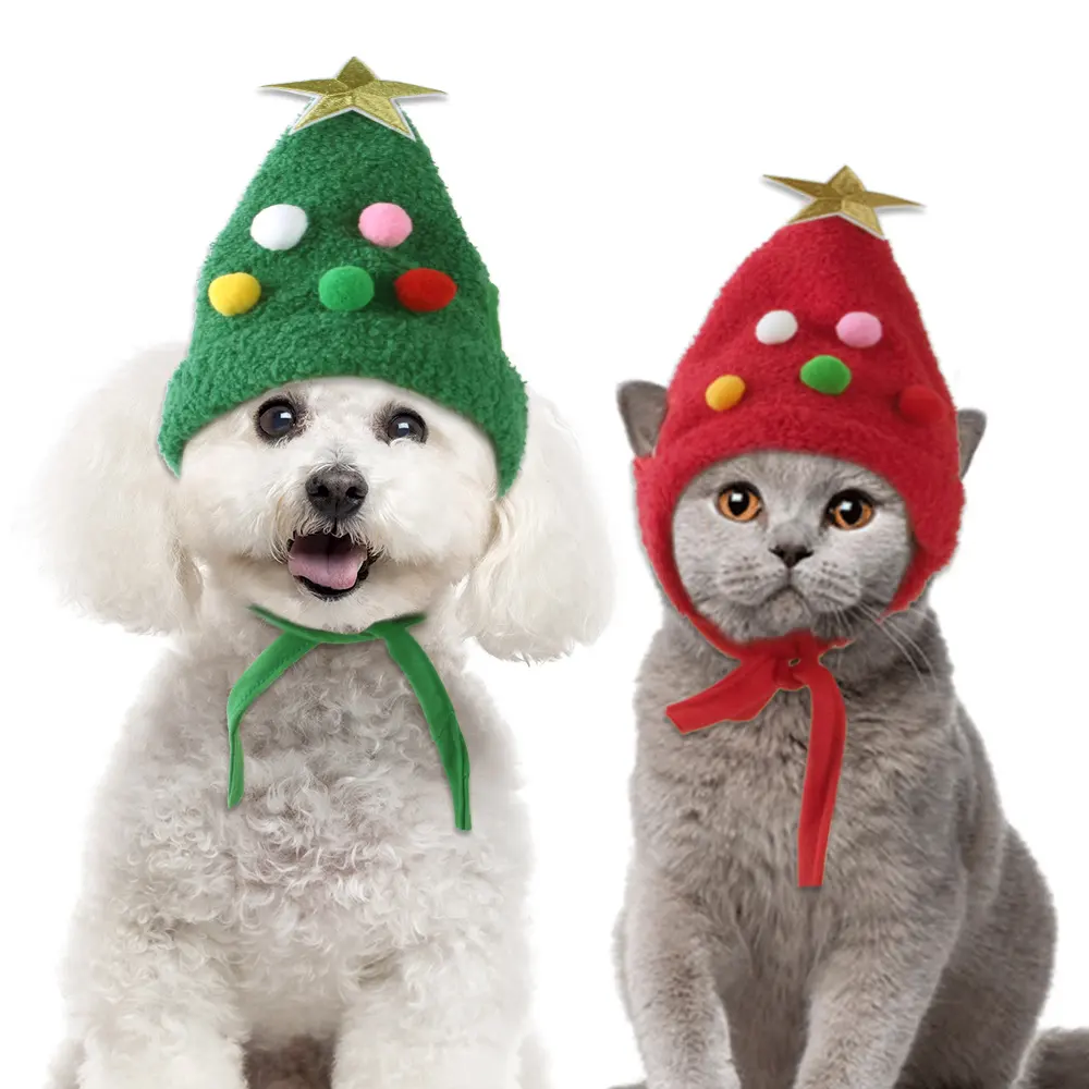 Pet Christmas Headgear Tree Shaped Hat Cat Funny Headwear