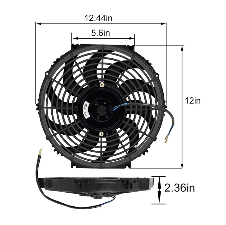 12 Inch Universal 12V 80W Electric Radiator Intercooler Slim Line Cooling Fan