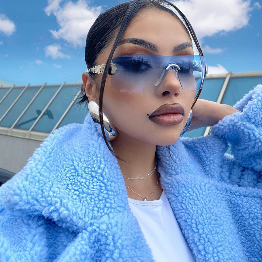One Piece Rimless Outdoor Sunscreen Sunglasses Concave Styling - Image 8