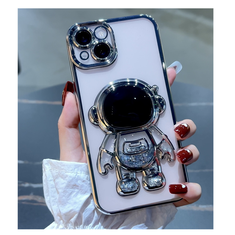 Electroplating Three-dimensional Quicksand Astronaut Mobile Phone Case - Image 3
