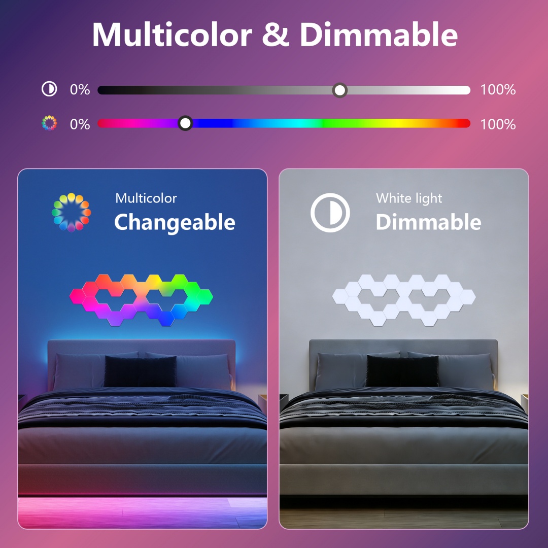 Hexagonal LED Lights-20 Sets Of Intelligent APP RGB Game Lights, With Remote... 4
