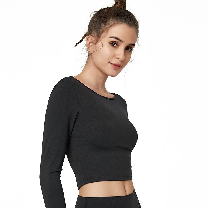 Beautiful Back Slim Yoga Wear Imitation Cotton Long-sleeved Fitness Top