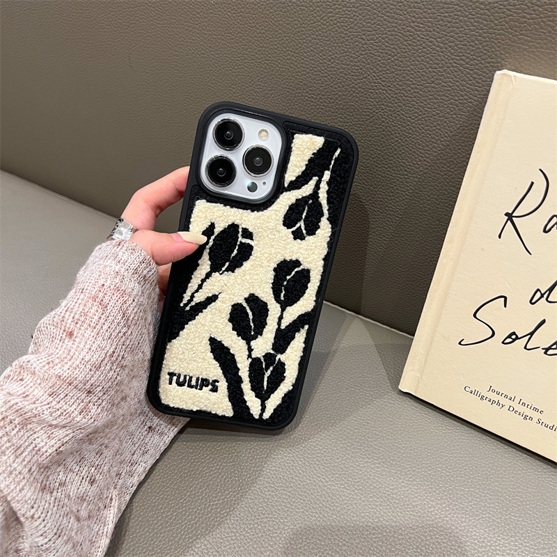 Towel Embroidered Tulip Vintage Mobile Phone Shell - Image 5