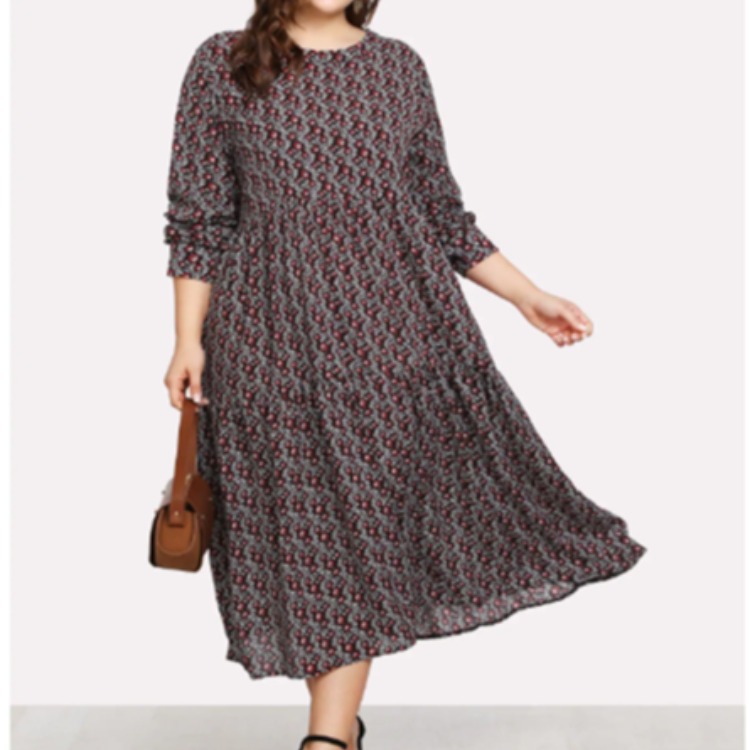 European And American Women's Plus Size Floral Dress