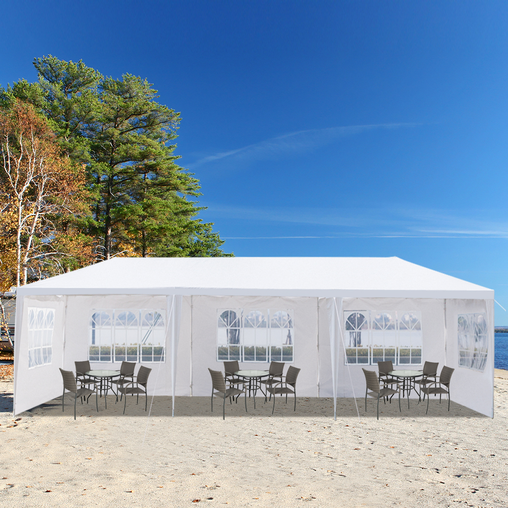 Tente de fête blanche de 10x30 pieds avec 5 parois latérales, belvédère extérieur – Image 6