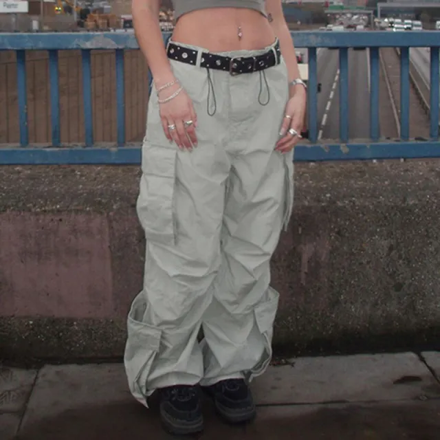 Personalized Side Pocket Low Rise Cargo Pants Grey - Shop at LoveMi