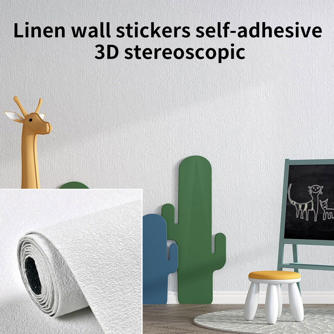 10M Thicken Self Adhesive Thermal Insulation Wallpaper Linen Plain Wall Sticker — image 4
